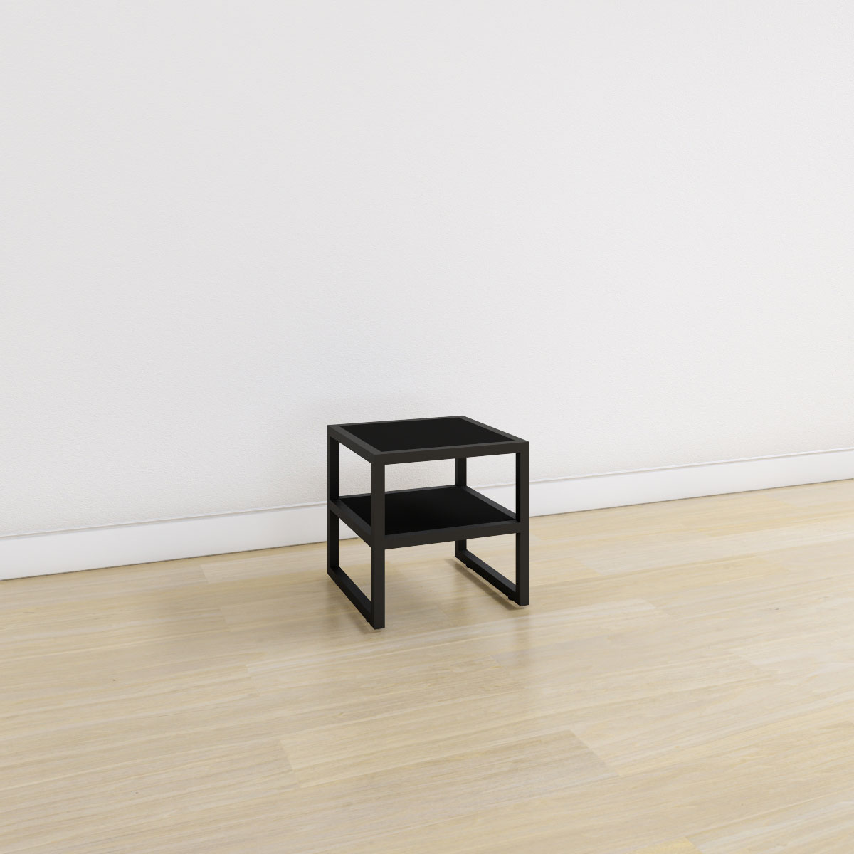 Μεταλλικό τραπέζι με ράφι μελαμίνης 40x40x40cm σε μαύρο χρώμα