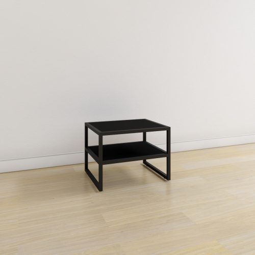 Μεταλλικό τραπέζι με ράφι μελαμίνης 60x50x45cm σε μαύρο χρώμα