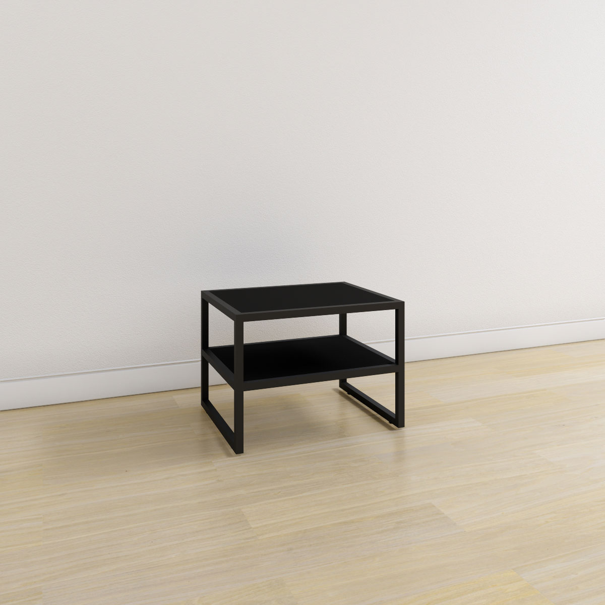 Μεταλλικό τραπέζι με ράφι μελαμίνης 60x50x45cm σε μαύρο χρώμα