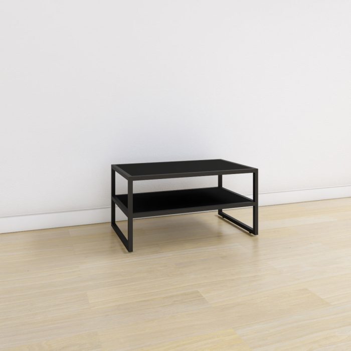 Μεταλλικό τραπέζι με ράφι μελαμίνης 90x55x45cm σε μαύρο χρώμα