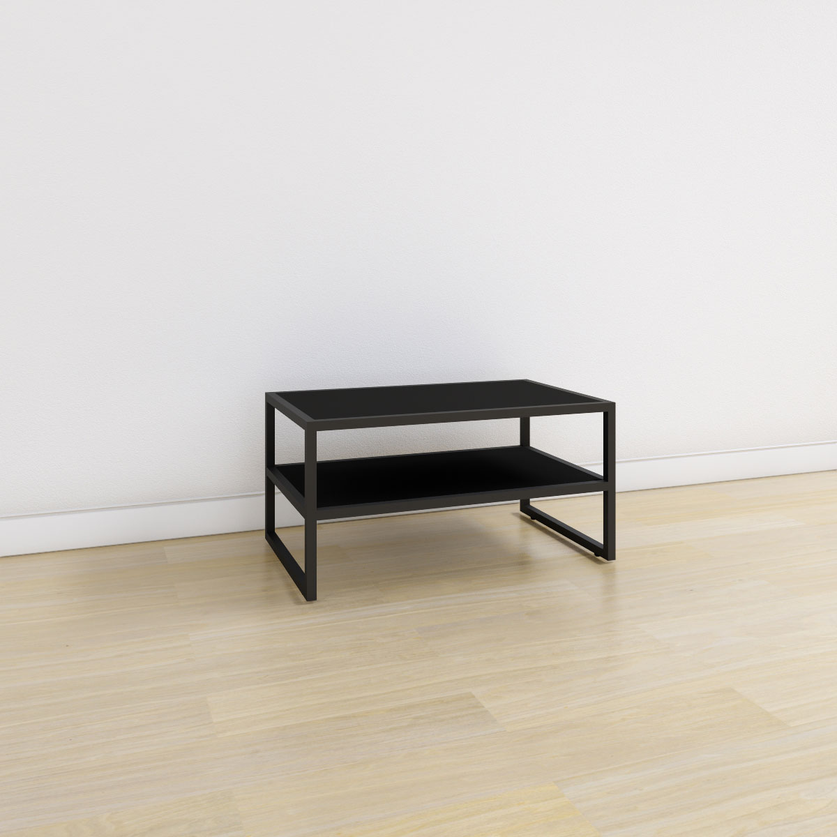 Μεταλλικό τραπέζι με ράφι μελαμίνης 90x55x45cm σε μαύρο χρώμα